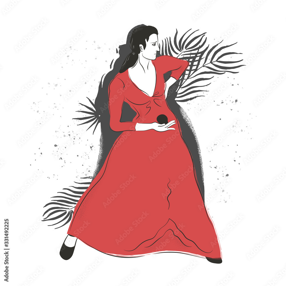 Fototapeta premium Spanish flamenco dancer with castanets vector illustration.