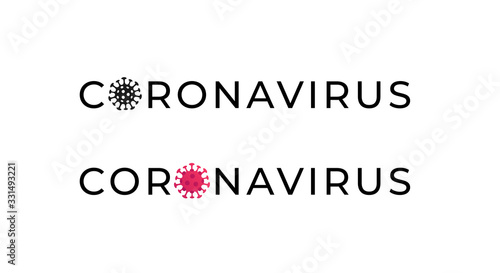 Coronavirus and quarantine virus disease concept. Vector flat illustration. Black set of text with virus sign isolated on white background. Design element for medicine banner, ui, presentation.