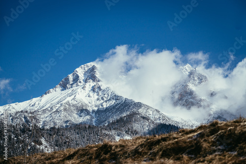 Snowy mountains in winter, landscape, alps, Austria