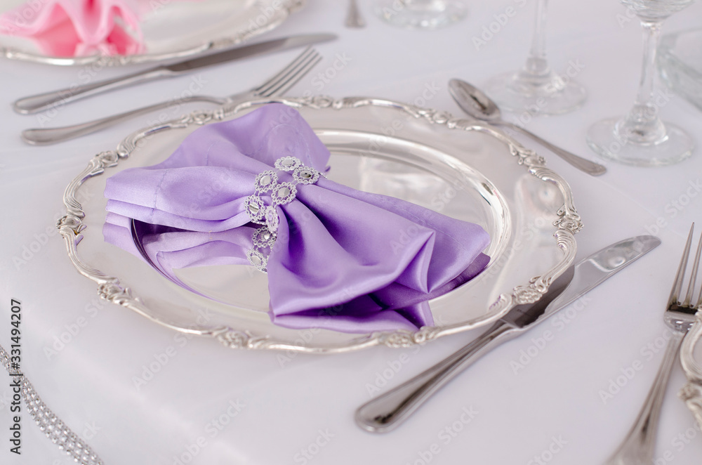 silver cutlery with napkin silver cutlery with napkin