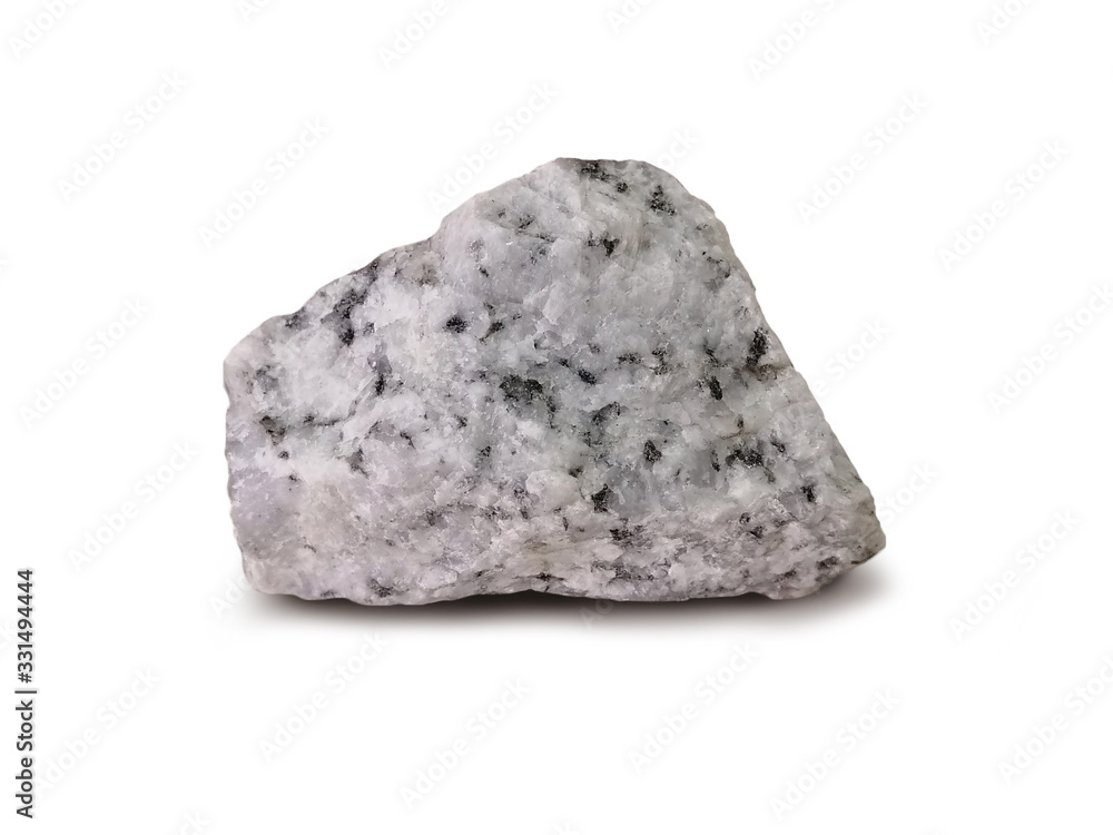 granite rock isolated on white background. Granite is a light-colored igneous rock with grains large enough to be visible with the unaided eye. There is noise and grain caused by the texture of stone granite rock isolated on white background. Granite is a light-colored igneous rock with grains large enough to be visible with the unaided eye. There is noise and grain caused by the texture of stone