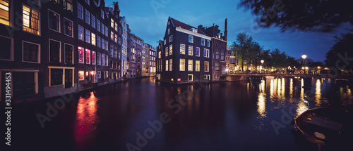 Panoramic view of Amsterdam canal