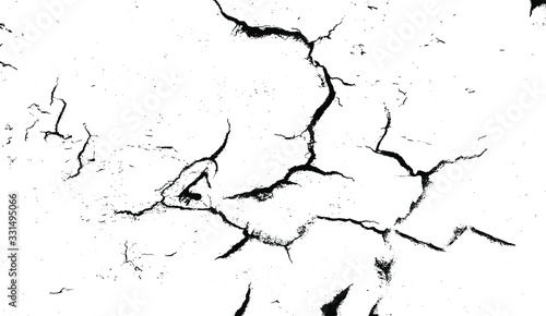 Cracked Surface Grunge Texture Vector. Uneven Overlay. Distressed Grungy Effect. Vector Illustration.Black Isolated on White Background. EPS 10.