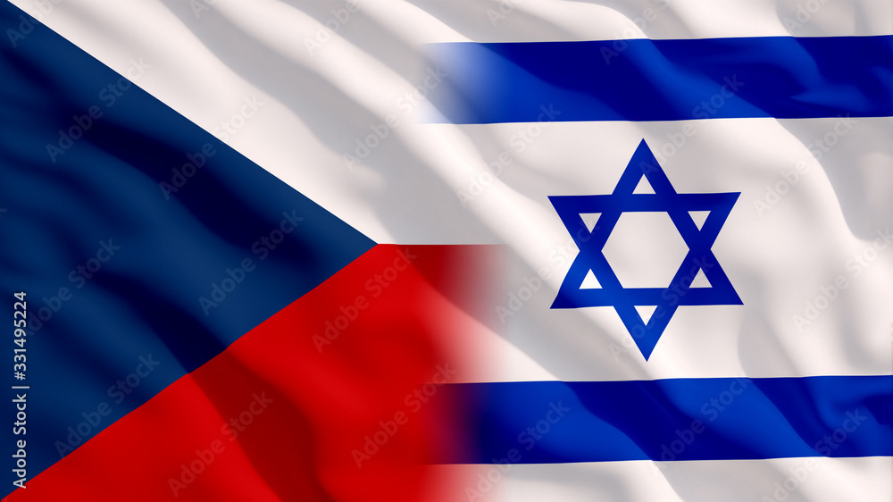 Waving Israel and Czech Republic Flags Waving Israel and Czech Republic Flags