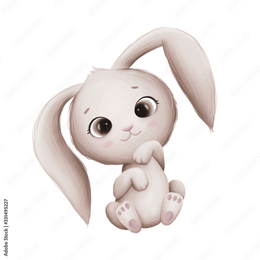 Cute Little Bunny on a White Background Cute Little Bunny on a White Background