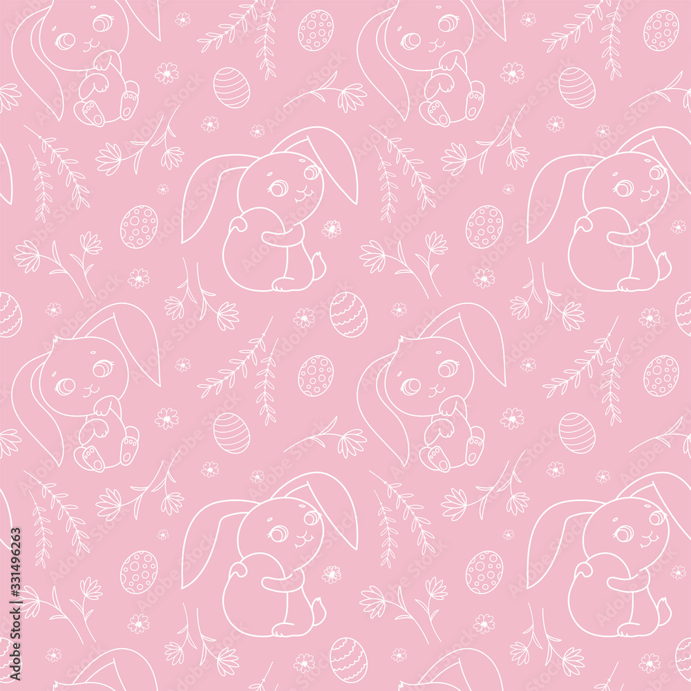 Seamless Pattern with Cute Bunnies for Easter Seamless Pattern with Cute Bunnies for Easter