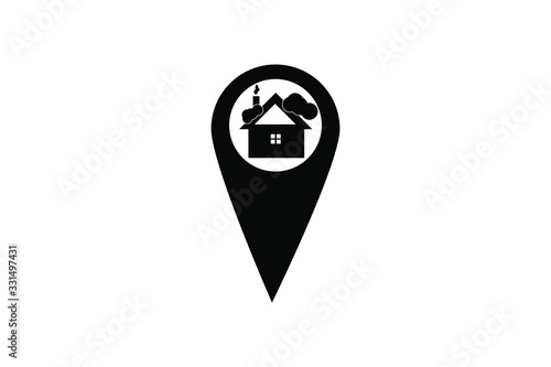 map pointer with House icon Free Download map pointer with House icon - GFXLoad