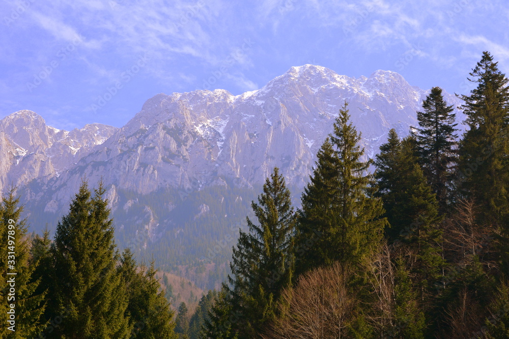 Obraz premium Piatra Craiului, landscape in Carpathian Mountains, Transylvania, which belongs to the South Romanian Carpathians.