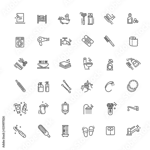 Line Style stock vector.Bath equipment icons made in modern line style