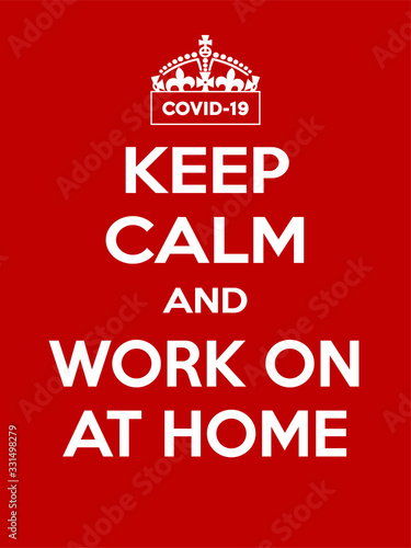 Vertical rectangular red-white motivation coronavirus COVID-19 poster based in vintage retro style Keep clam
