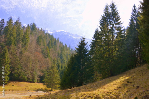 Piatra Craiului, landscape in Carpathian Mountains, Transylvania,  which belongs to the South Romanian Carpathians.