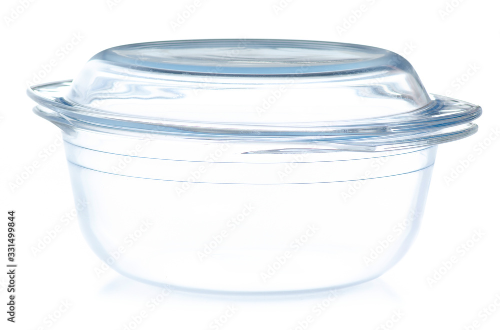 Glass bowl with lid on white background isolation Glass bowl with lid on white background isolation