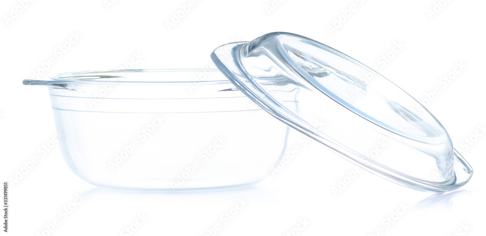 Glass bowl with lid on white background isolation Glass bowl with lid on white background isolation