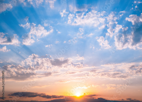 Beautiful sunset sky and clouds with dramatic light © maribom