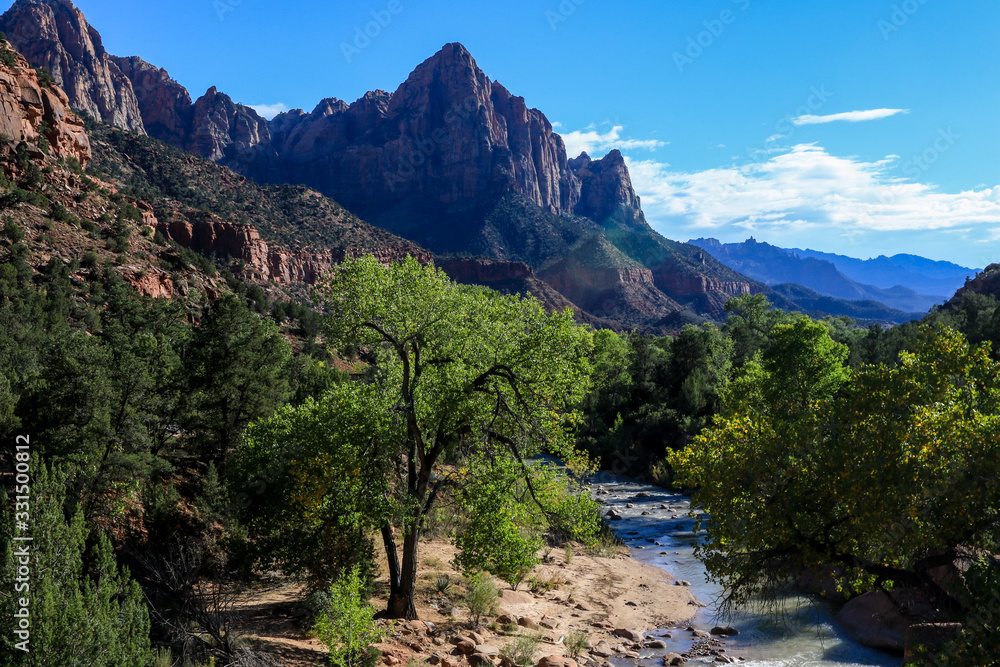 Obraz premium Amazing View to the Forest Mountains of Zion National Park, Utah, USA