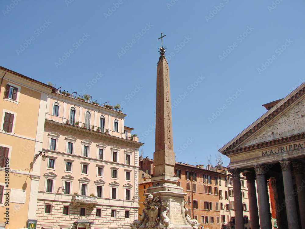 Landscapes of the eternal city and its numerous architectural and sculptural monuments of the Roman Empire.