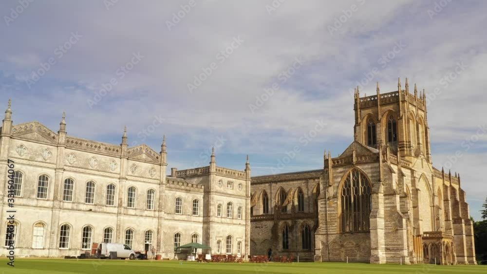 4K Aerial push shot of grand Abbey Church Cathedral 4K Aerial push shot of grand Abbey Church Cathedral