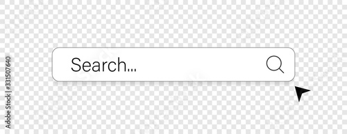 Search here. Search bar for ui. Search bar vector icons in flat design, isolated on transparent background. Vector illustration