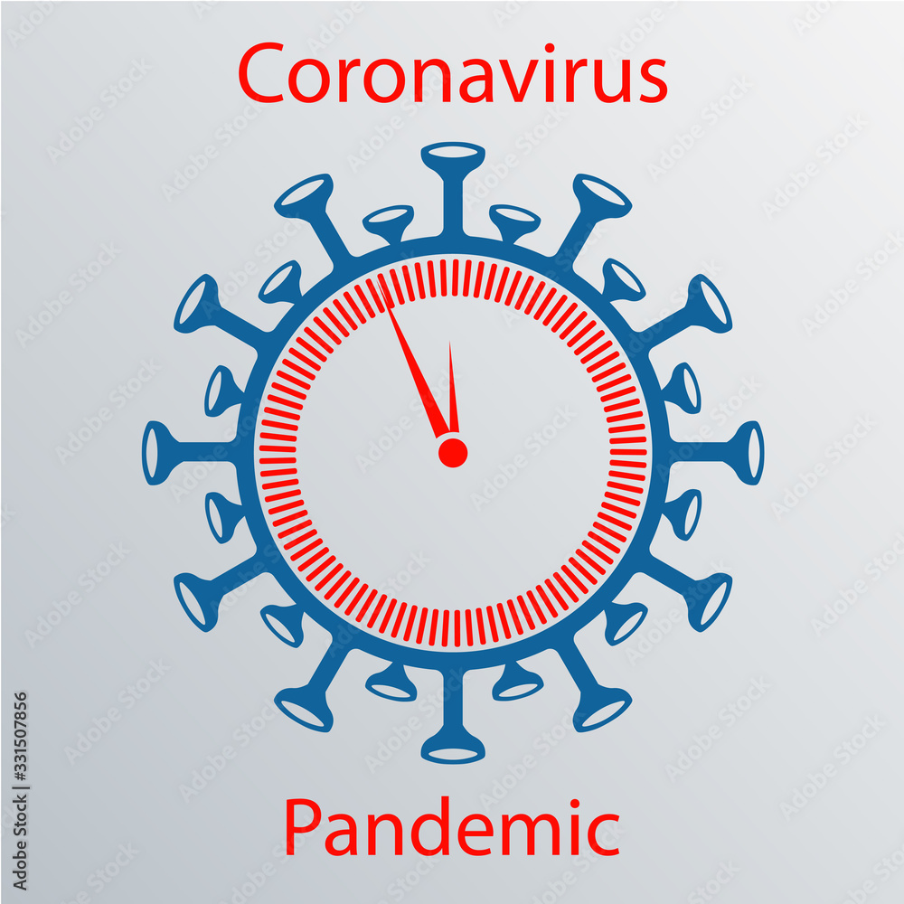 Coronavirus sign with a watch dial. Emblem of Asian flu. Design element Coronavirus sign with a watch dial. Emblem of Asian flu. Design element