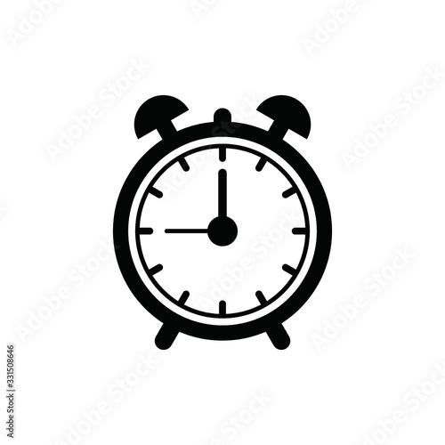 Alarm clock logo icon isolated. Watch object, time office symbol. Clock flat icon. Time logo. Watch logo. Clock logo. World time. Clock icon. Clock time vector icon. Timer clock isolated silhouette.