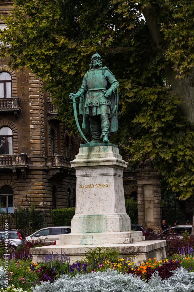 Statue of Gyorgy Szondy in Budapest, Hungary. Statue of Gyorgy Szondy in Budapest, Hungary.