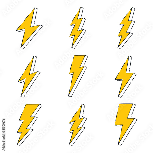 electric power icon vector sign isolated color editable. Flash Thunder and bolt lighting elements symbol template for graphic and web design