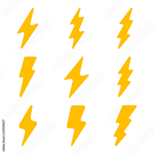 electric power icon vector sign isolated color editable. Flash Thunder and bolt lighting elements symbol template for graphic and web design