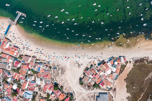Aerial view of Armona Island, Ria Formosa, Algarve, Portugal.