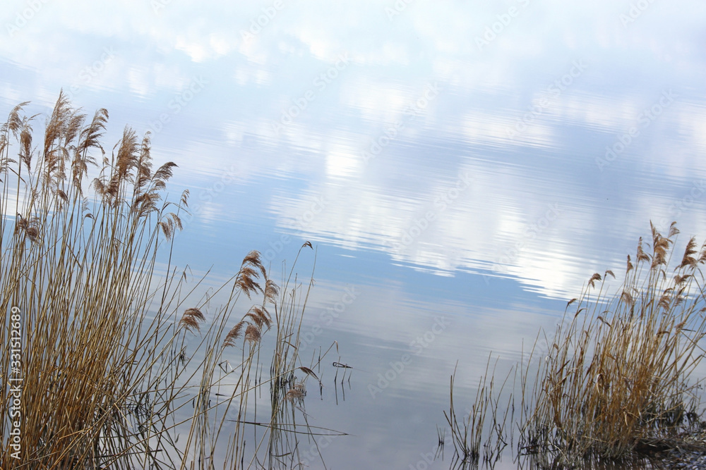 reflection of a cloud-sky on the surface of a lake reflection of a cloud-sky on the surface of a lake