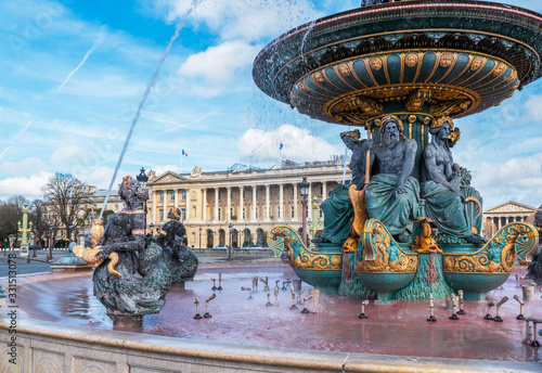 Canvas Print Rivers Fountain at Place de la Concorde with the Madeleine in the background - P