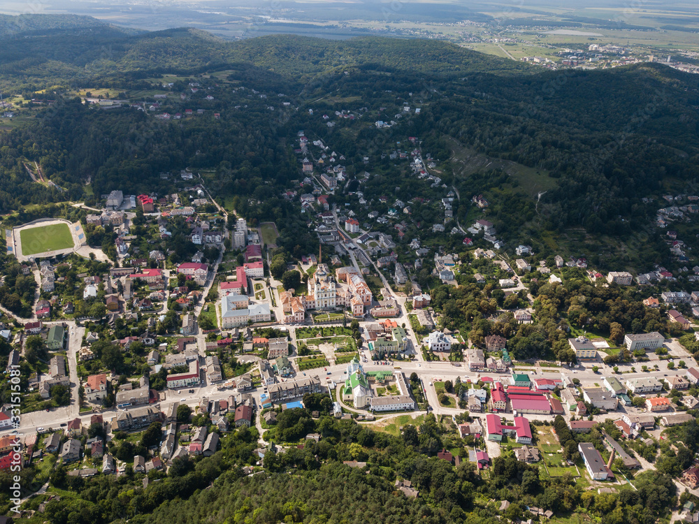 Aerial view to city Kremenets, Ternopil Region, Ukraine