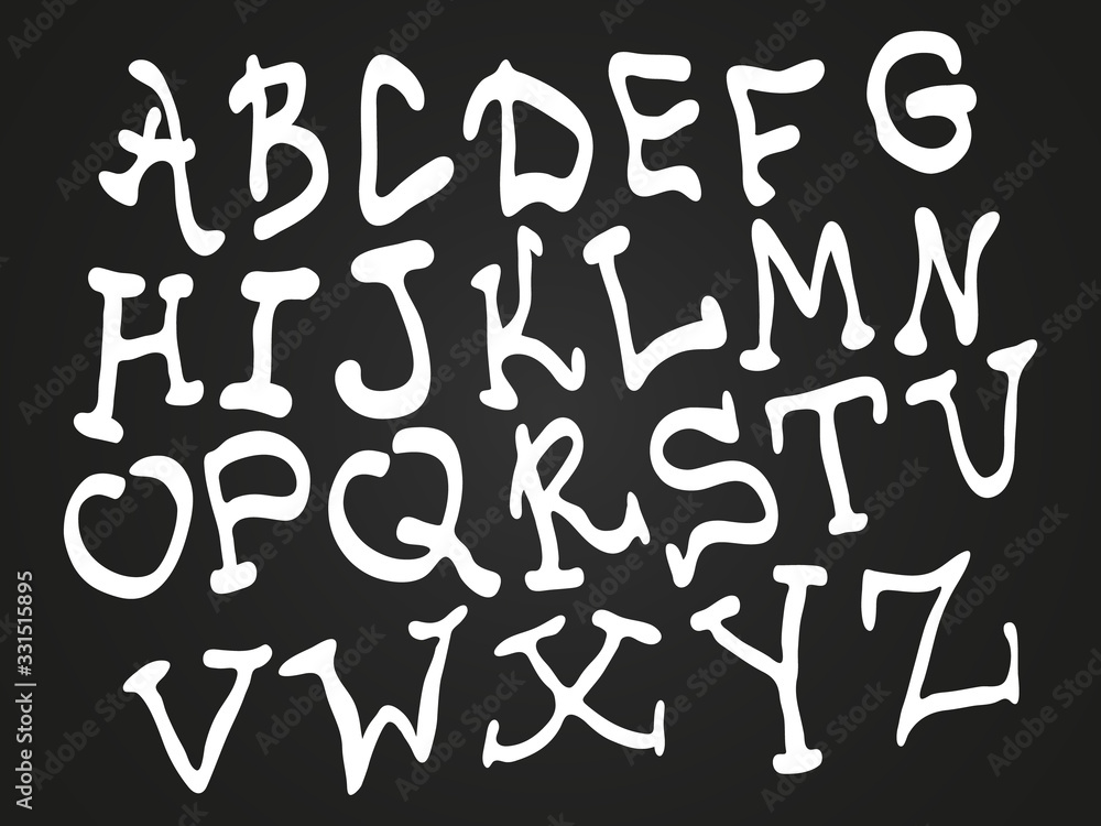 Vector fonts. Handwritten calligraphy. Alphabet vector illustration isolated Vector fonts. Handwritten calligraphy. Alphabet vector illustration isolated