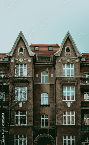 Szczecin poland march 11 old houses with vintage windows