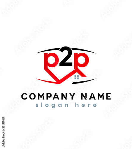 Abstract modern p2p real estate logo template, vector logo for business and company identity 