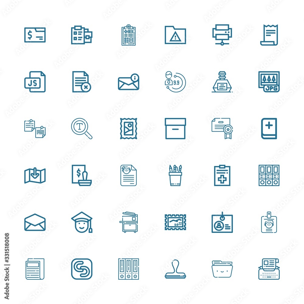 Editable 36 document icons for web and mobile