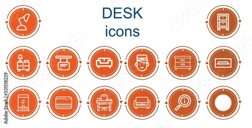 Editable 14 desk icons for web and mobile