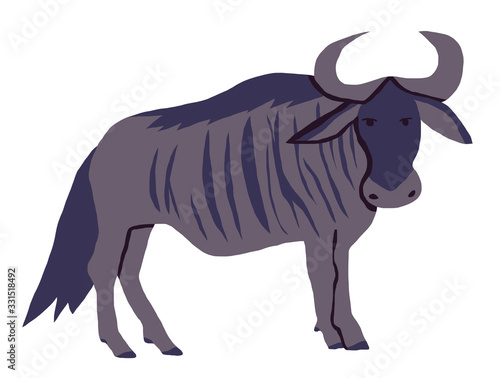 Illustration of a wildebeest on white background