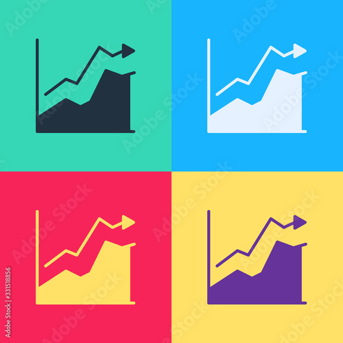 Pop art Oil price increase icon isolated on color background. Oil industry crisis concept. Vector Illustration