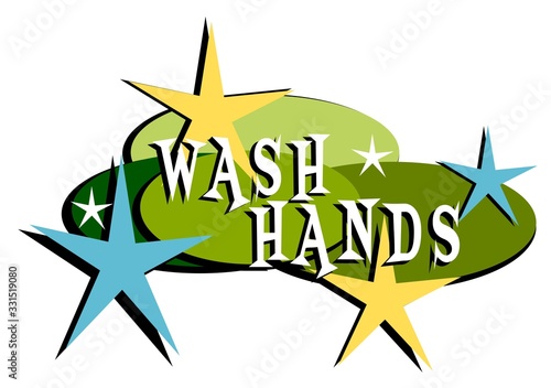 Wash hands mid-century modern design label