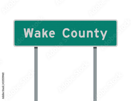 Vector illustration of the Wake County green road sign on metallic post