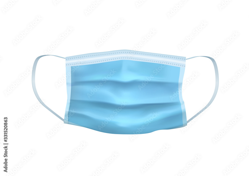 Vector illustration of blue medical protective face mask on white background Vector illustration of blue medical protective face mask on white background