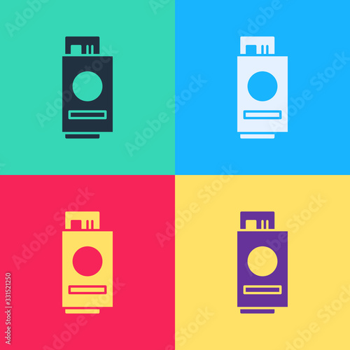 Pop art Passport with ticket icon isolated on color background. Identification Document. Concept travel and tourism. Vector Illustration