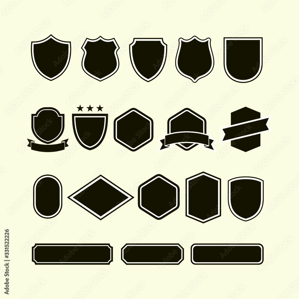 Police badge shape. Vector military shield silhouettes. Security ...
