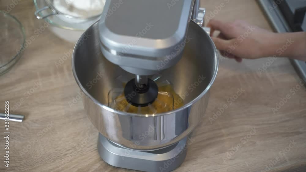 Whipping the yolks for a biscuit in a planetary mixer. Whipping the yolks for a biscuit in a planetary mixer.