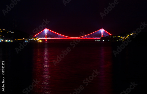 The last bridge connecting Asia and Europe Lands of Istanbul in the Turkey.Long exposure of Yavuz Sultan Selim Bridge.