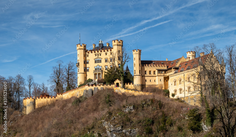 Medieval Hohenschwangau Castle in the Bavarian Alps in Germany