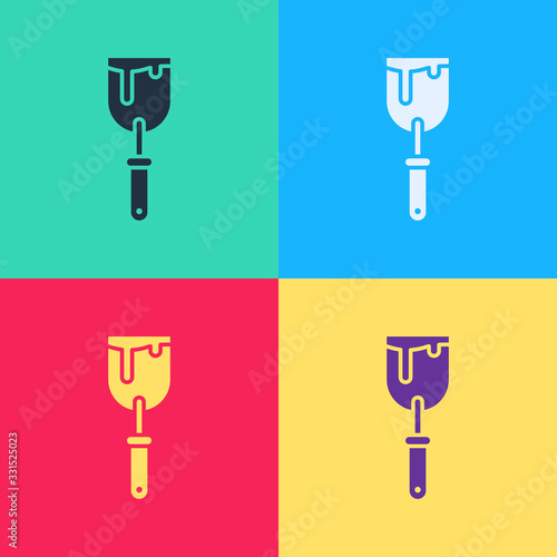 Pop art Putty knife icon isolated on color background. Spatula repair tool. Spackling or paint instruments. Vector Illustration