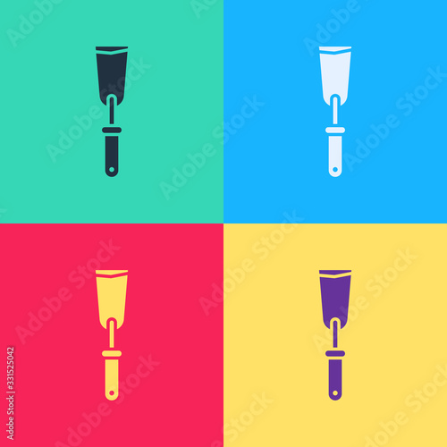 Pop art Putty knife icon isolated on color background. Spatula repair tool. Spackling or paint instruments. Vector Illustration