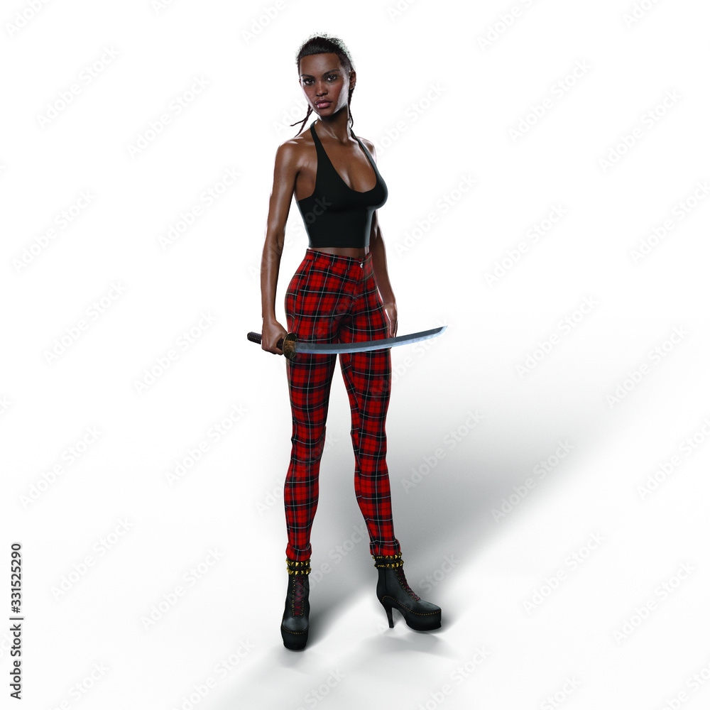 Black Woman with Katana Sword (Transparent with Shadows) Black Woman with Katana Sword (Transparent with Shadows)