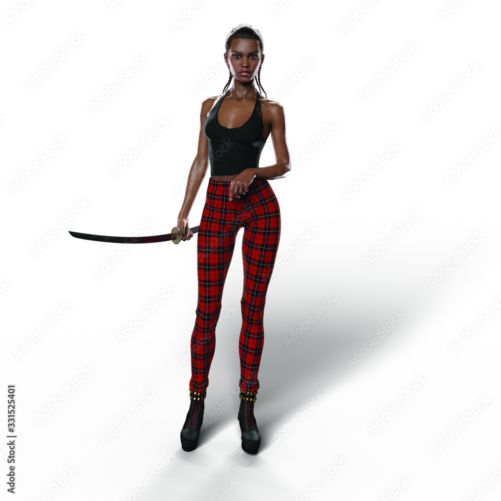 Black Woman with Katana Sword (Transparent with Shadows) Black Woman with Katana Sword (Transparent with Shadows)